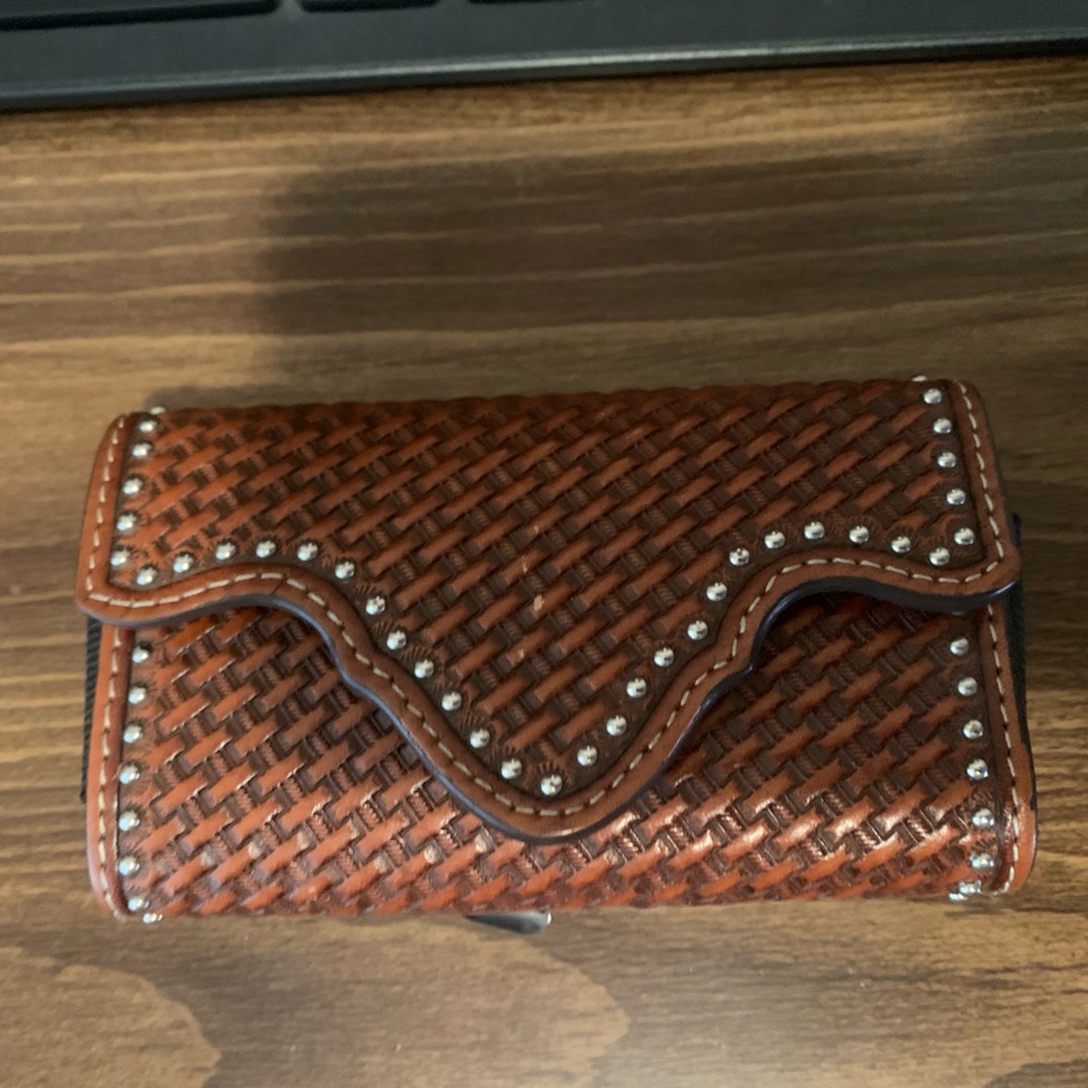 Brown Basket weave Stamped Cell Phone Case